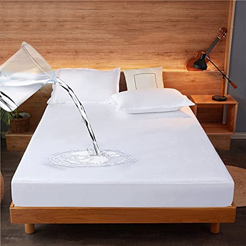Double Bed Waterproof Mattress Protector - Fitted Cover, Soft Noiseless Washable Breathable & Vinyl Free - 30cm Deep (135x190/200cm)