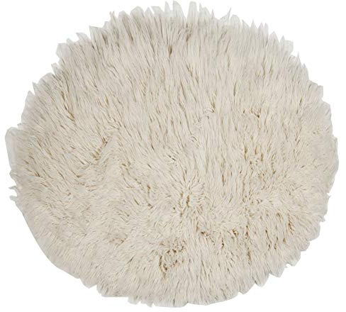 Theko | Runder Flokati Teppich aus 100% Schurwolle nachhaltiger Teppich FLOKOS 2450 | handgewebt | Farbe: Natur | 140 cm