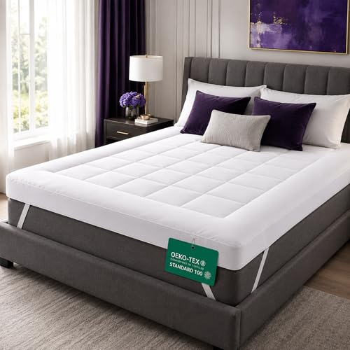 ZNR® Luxury Hotel-Quality Small Double Mattress Topper | 10cm Extra Thick Microfiber Mattress Topper Small Double Bed with Elastic Straps | Deep Cooling Comfort | Soft, Breathable & Machine Washable