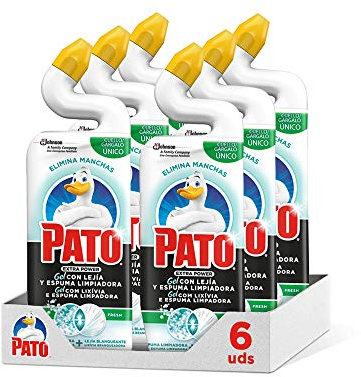 Pato WC Power Lejía Fresh, Limpiador Quitamanchas para Inodoro, Pack de 6 Unidades, Incoloro, 750 ml (Paquete de 6), 6