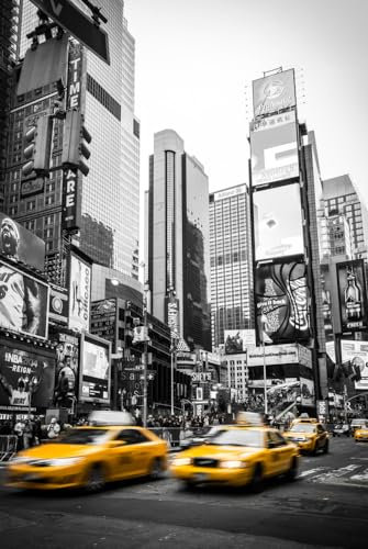 Magnettafel Pinnwand XXL Magnetbild New York Taxi Größe 80 x 100 cm