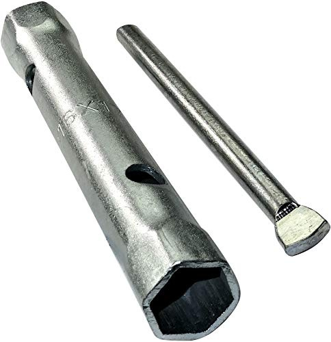 AERZETIX - C45639 - Rohrschlüssel Gerade 16x17mm 6-Seiten mit starrem Stift/abnehmbarer Klemme Tourniquet - Drehkreuz - Monoblock - Doppelter Rohrschlüssel - Gewindebohrer - aus CR-V-Stahl
