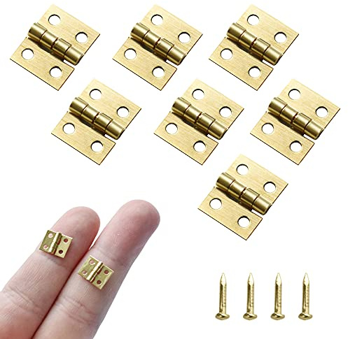 Lot de 100 mini charnières en laiton - 10 x 8 mm - 180 degrés - Pour meubles miniatures - Boîte à bijoux - Pour maison de poupée - Accessoires de bricolage