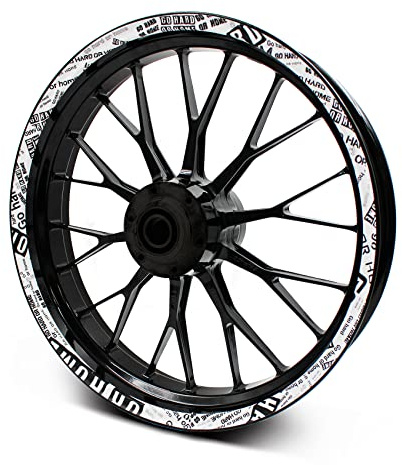 16-teiliges Set Felgenrandaufkleber Sticker für Motorrad Auto Felgen Design Komplett Set Felgenaufkleber für 15 16 17 18 19 Zoll MR019 (Go Harder or Home, Matt)
