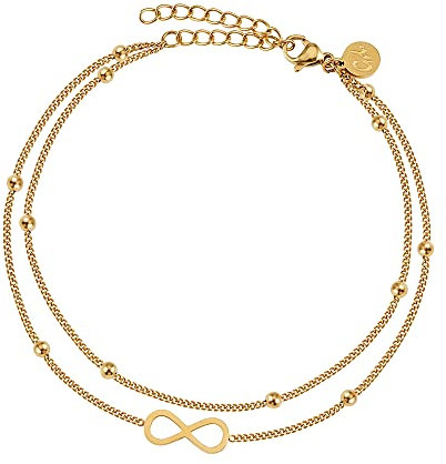 GD GOOD.designs Fußkettchen mit Unendlichkeitszeichen (Gold) I Wasserfeste Infinity Fußkette mit 18 Karat Vergoldung I Damen Fußschmuck vergoldet