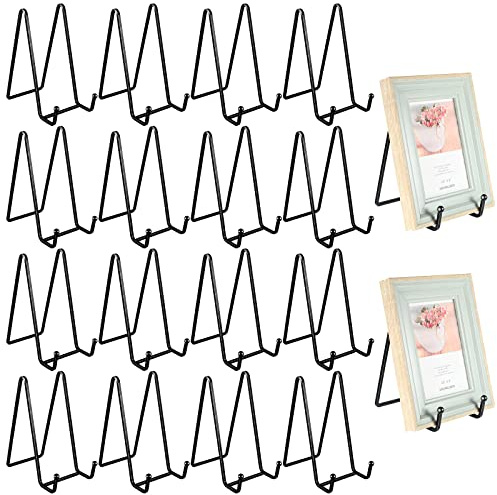 Mixweer Plate Stands for Display 18 Pack 6 Inch Plate Holder Display Stands Picture Frame Holder Metal Frame for Decorative Supplies, Book, Photo, Easel, Platter, Tabletop Art(Black)