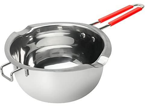 BringLuck2U Bagnomaria in Acciaio Inox, 1200ml Bagnomaria per Cioccolato, Universal Double Boiler beccucci, Fondo Piatto, per Sciogliere Il Formaggio al Burro di Cioccolato
