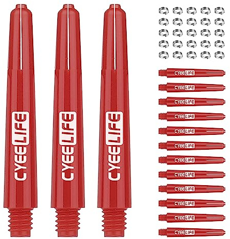 CyeeLife 15 st dartaxlar med 20 st metallringar, 5 uppsättningar plaststjälkar röd 41 mm