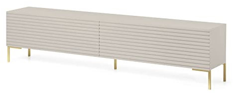 Selsey TV Schrank Board Sideboard Fernsehtisch Fernsehschrank 175 cm Goldene Beine Graubeige Lammelo