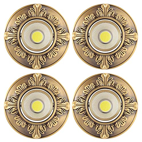 GANGEV 4 Pack 2.5inch-4inch LED Dimmable Encastré Éclairage Tout Cuivre Downlight Angle Réglable Cob Plafonnier 3W5W7W10W Projecteur Garniture De Style Européen (Color : 10w)