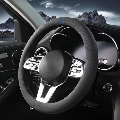 Carodi Coprivolante universale 15 pollici, in ultima pelle microfibra con tessuto tecnologico traspirante, antiscivolo, confortevole, caldo in inverno e fresco d'estate, nero + blu