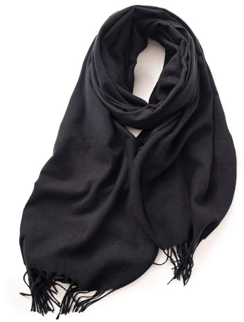 KARMA.DIEM Sciarpa Donna Invernale e Uomo – Cashmere & Merino Touch – Morbida, Calda e Grande – Sciarpone Invernale XXL 180x65cm – Pashmina Elegante per Cerimonia e Regalo (Nero)