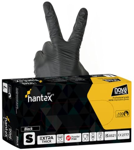 Apex Business Supplies 100 Small Black Nitrile Gloves Multipurpose | Powder & Latex Free | Heavy Duty Black Disposable Gloves for Medical, Industrial, and Home Use (100 Gloves)