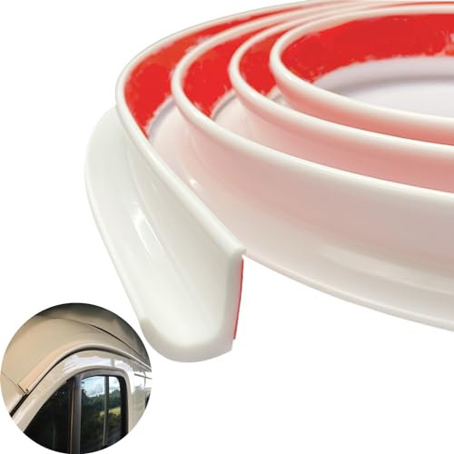 Grondaia per Camper a Forma di J 2.5m Drip Stop Deviatore per Pioggia in PVC Grondaia in PVC Retro Adesivo Forte per Veicoli Camper Tetti (Bianco, 2.5M)