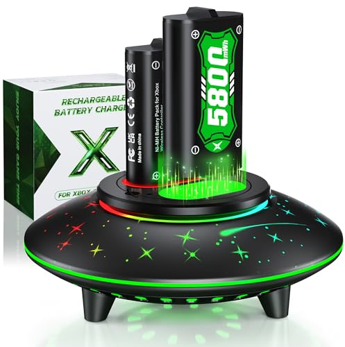 Feirsh Upgraded Rechargeable Battery Pack for Xbox Controller,2x5800mWh Xbox Rechargeable Batteries Pack W/RGB Charger Station,Fast Charging Battery Pack for X Box Series X|S,X-Box One S/X/Elite