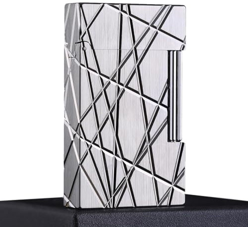 Classic Copper Lighter, Exquisitely Carved Knife Marks Vintage Trench Lighter for Men, Silver