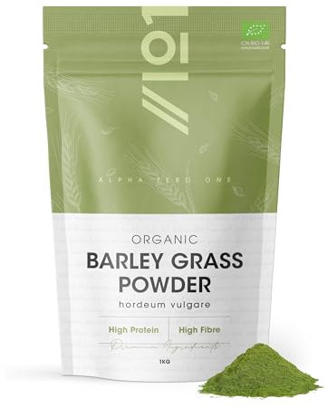 Organic Barley Grass Powder 1kg – Rich in Amino Acids – Resealable and Recyclable Pouch by Alpha01