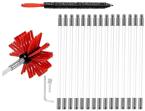 Cepillo De Limpieza For Chimeneas,Cepillos For Chimeneas,Cepillo De Limpieza For Chimeneas,Kit De Limpieza De Estufas De Pellets Ajustables Incluye(15 Rods,410mm)