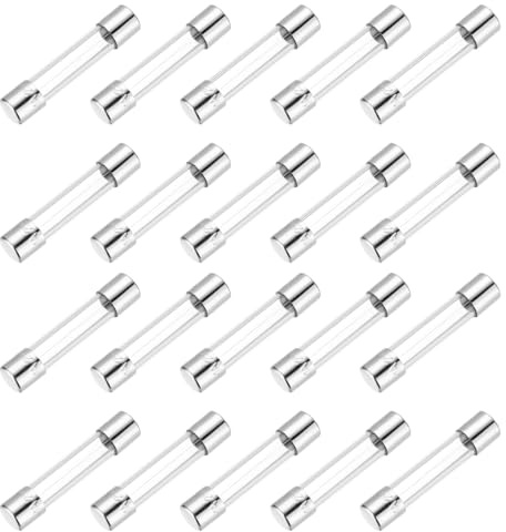 sourcing map Glassicherung, 1 A, 250 V, 6 x 30 mm, Zeitverzögerung, UL-gelistet, träge Sicherung für Haushaltsgeräte, 20 Stück