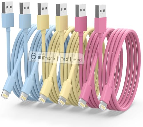 iPhone Charger, [Apple MFi Certified] 6Pack 3/3/6/6/6/10 FT Lightning Cable Car iPhone Carplay Cable Lightning to USB Charging Cord for iPhone 14 13 12 11 Pro Max XR XS X 8 7 6 Plus SE iPad