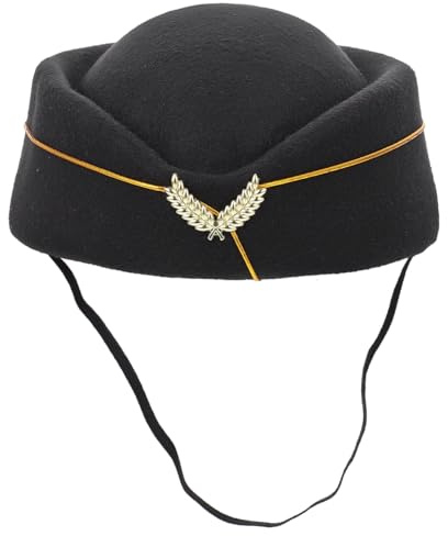 WRITWAA Stewardess Hut Damen 7.87x7.09x2.95 in Flugbegleiterin | Kostüm Accessoire für Karneval Bühnenauftritte Cosplay und Dekoration
