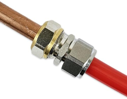 Adapter Reducer for Water Underfloor Heating Evoh Pipe and Multilayer Pert-Al Pert and Pex Pipe, Reducing Coupling Plastic to Copper Pipe (20mm Evoh x 15mm Copper)