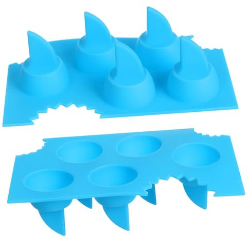 SECFOU Shark Ice Cube Mold and Silicone Ice Cube Tray Sky Blue 2pcs Food-Grade Silicone Reusable Moulds for Cocktail, Whiskey, and Party Use