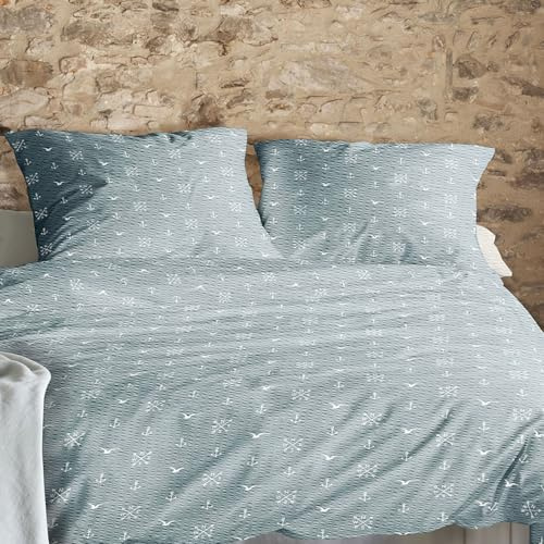 Irisette Seersucker Bettwäsche Easy 88603-20 blau 135x200 cm + 80x80 cm