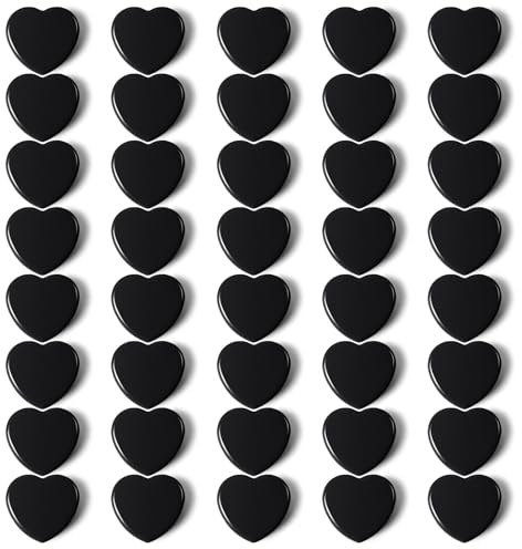 PYJLBX Magnete für Magnettafel - 40 Stück Magnet Stark Herz, Mini Kühlschrankmagnete & Whiteboard Magnete Schwarz | Dekorative Klein Magneten Starker Halt für Pinnwand, Magnetwand, Foto, Büro, Schule