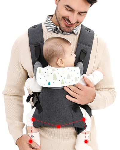 Porte-Bébé Ergonomique, Ergonomic Baby Carrier, pour Nouveau-nés et Tout-Petits (0 à 36 mois) – léger, Respirant et Confortable – Portage Ventral et Dorsal