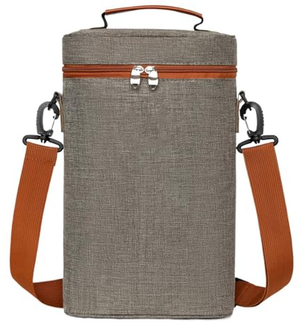 Bottle Wine Bag | Insulated Shopping Bag Wine 2 Bottle Cooler Bag - Wine Carrier with Portable Action Case for BYOB, Women and Men, gray, see description, See description
