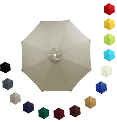 Replacement Parasol Canopy Waterproof, Large Weatherproof UV-Anti Patio Umbrella Fabric, Garden Outdoor Pool Beach Parasol Replacement Top Cover for 2.0m 2.30m 2.7m 3.0m 6/8 Ribs(Top color,2.30m/6 Arm
