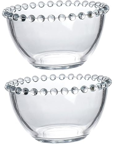 Cabilock 2pcs Glass Serving Bowls Set Yogurt and Fruit Bowls for Housewarming with Elegant and Fashionable Design