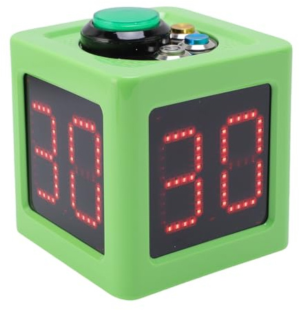 Bnineteenteam Cube -Timer, Batteriebetriebener Digitaler Timer mit 4 Seiten Display, Genaues Timing für Schach -Poker Brettspielwettbewerbe, Tragbar und Vielseitig mit AA Batterien X 3 (Green)