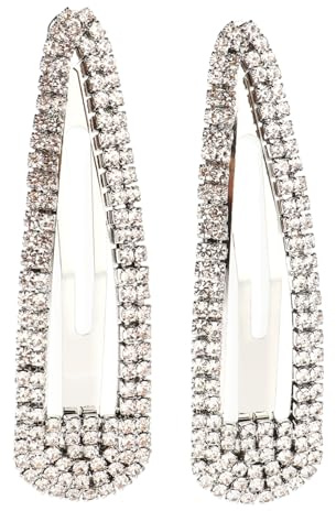 Baluue Strass Haarspangen Silberne Haaraccessoires 2 Stück aus Legierung mit Großen Kristallen für Damen für Partys und Geburtstage