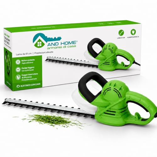 Tagliasiepi Elettrico 550W - Lama Doppia Azione Da 61 cm PERFETTO PER RAMI DURI - Taglio 20 mm - Freno Elettrico INTEGRATO - Tagliasiepi Elettrico con Filo - LEGGERO e POTENTE per Giardino