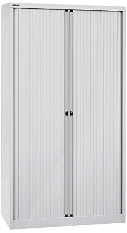 BISLEY Rollladenschrank EuroTambour, 4 Fachböden, 5 OH, Metall, Lg645 Rollladen/Korpus Lichtgrau, 43 x 100 x 198 cm
