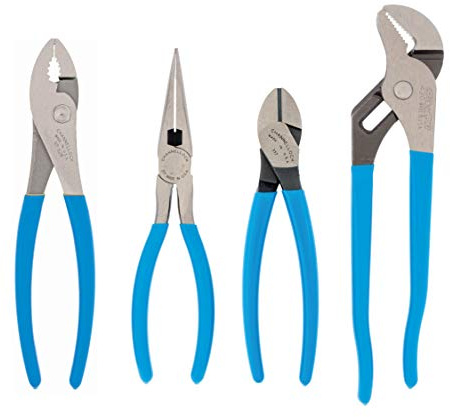 Channellock PC-2 Pro's Choice Plier Kit with Bonus Tool Tray for convenient storage,4-Piece 9-1/2 Inch Tongue&Groove,8-Inch Duty Slip Joint,8-Inch Long Noseand 7-Inch High Leverage Diagonal Cutter