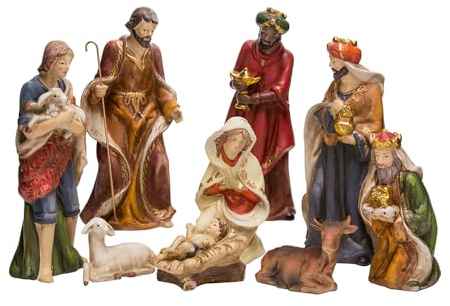 Kurt Adler 9-Inch Porcelain Nativity Figure Tablepiece Set of 9