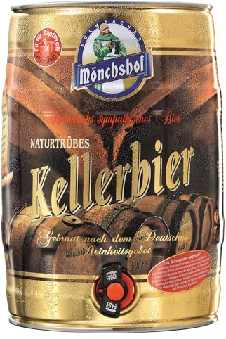 Mönchshof Kellerbier 5,0 l Partydose mit Zapfhahn PFANDFREI (1 x 5,0 l) | Bayerische Braukunst im 5l Partyfass – mild, süffig & frisch gezapft wie im Biergarten