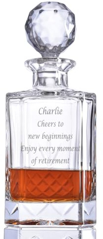 Personalised Buckingham Crystal Square Whisky Decanter, Satin Presentation Gift Box