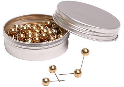 Tupalizy 100PCS 1/4 Inch Small Round Head Map Tacks Pins for Home Office Bulletin Cork Board Use and DIY Craft Project (Gold)
