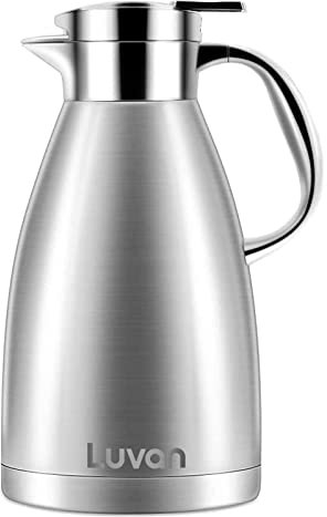 Luvan Thermos 1.8L, Carafe Thermique en Acier Inoxydable, Rétention Chaude et Froide 24H
