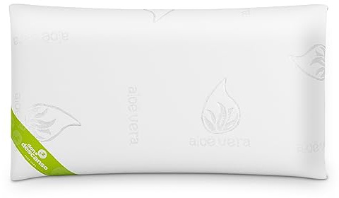 ZZ DON DESCANSO Pack 2 Almohadas Aloe Vera con Copos Viscoelástica, 70cm, Firmeza Media, Ergonómicas, Adaptables a Cabeza y Cuello, Transpirables, Tejido Strech. Fabricadas en España.