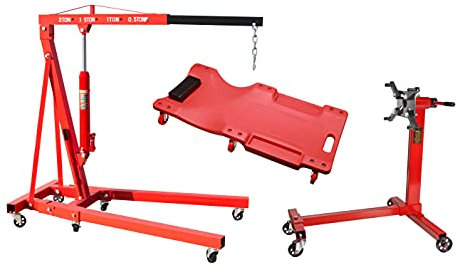 Herkules Werkzeuge Motorkran Werkstattkran 2000kg + Motorständer 454 KG + Rollbrett Montageliege