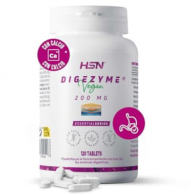 HSN - Digezyme | 200 mg | Verdauungsenzymkomplex + unterstützt die Verdauung + verbessert die Nährstoffaufnahme | Vegan, glutenfrei, laktosefrei, 120 Tabletten