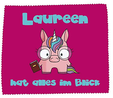 Farbwuselei Brillenputztuch Miezo Einhorn pink hat Alles im Blick Name individuell originell Geschenk personalisiert