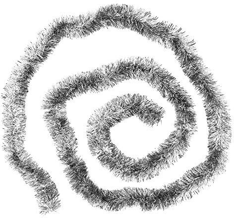 Idées avec guirlande Lametta coeur deluxe | Couleur duo | Ø4cm | 2m de long | Guirlande de sapin | Guirlande déco | Guirlande de Noël | décoration de fête (argent et gris argent métallisé)