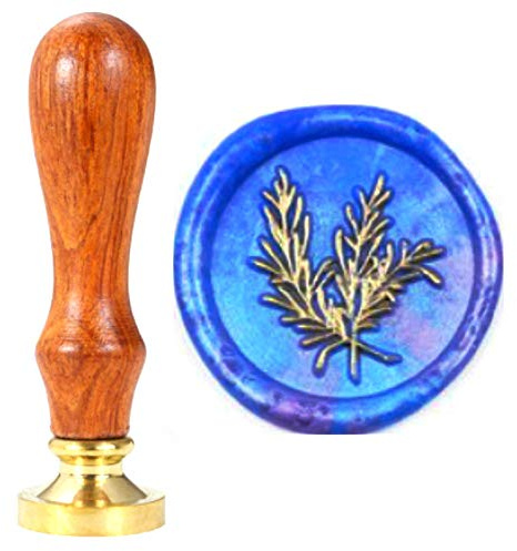 Rosmarin Wachssiegelstempel, Anbose Rosmarin Wachs Siegelstempel mit Holzgriff Kupfersiegel, Vintage Retro Honig Siegelwachs Stempel für Briefkarten, Einladungen