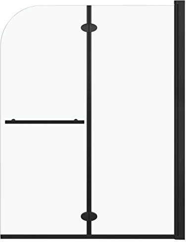 Tidyard Duschabtrennung faltbar für Badewanne Badewannenfaltwand Badewannenaufsatz mit Stange Handtüchern, 95-96 x 140 cm, Schwarz